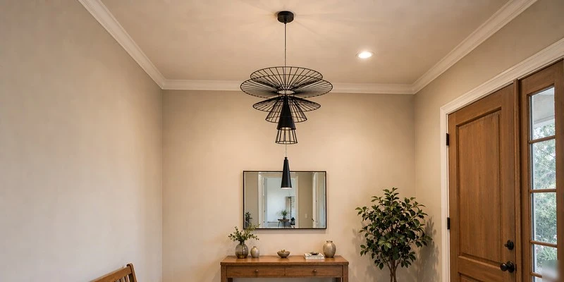 Mid century chandelier in an entry hall Mid century chandelier in an entry hall